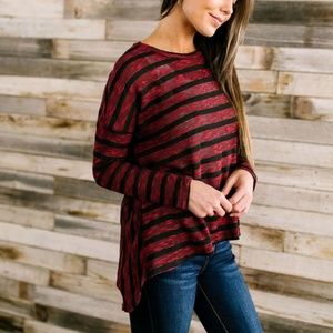 SOLD OUT On The Level Striped Top High Low